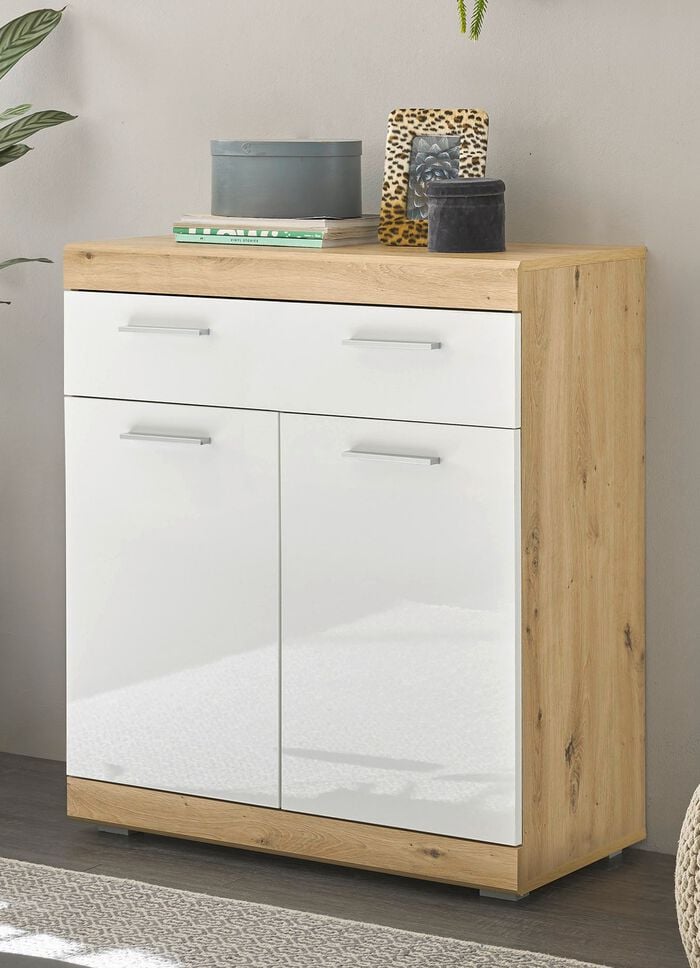 Kommodenserie in Hochglanz-Optik EICHE-WEISS