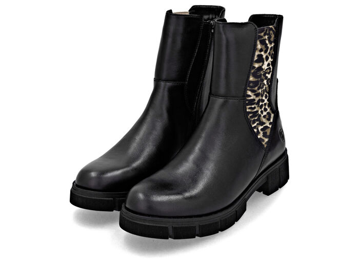 Remonte, modische Damen-Stiefeletten, Winterschuhe, Weite G, mit Reißverschluss SCHWARZ-BRAUN