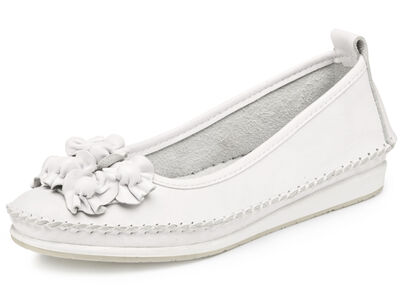 Andrea Conti Mokassin-Slipper mit frechen Lederblüten 