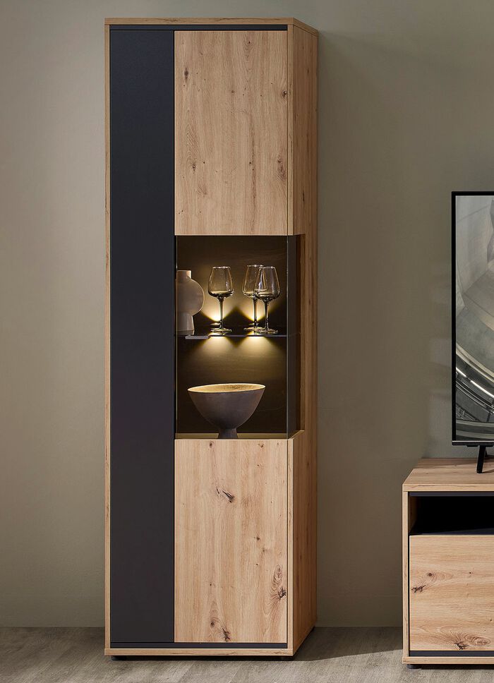 Vitrine mit LED-Beleuchtung ARTISAN EICHE-GRAFIT