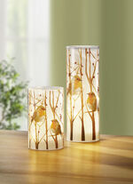 LED-Windlicht mit Rotkehlchen-Motiv, 2er-Set 