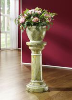 Handbemalte S&auml;ule in Marmor-Optik mit &Uuml;bertopf 