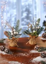 Tannenzweige im Jutesack, 2er-Set 