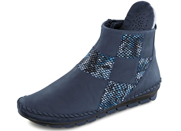 Gemini Mokassin-Stiefeletten mit moderner Knitter-Struktur BLAU