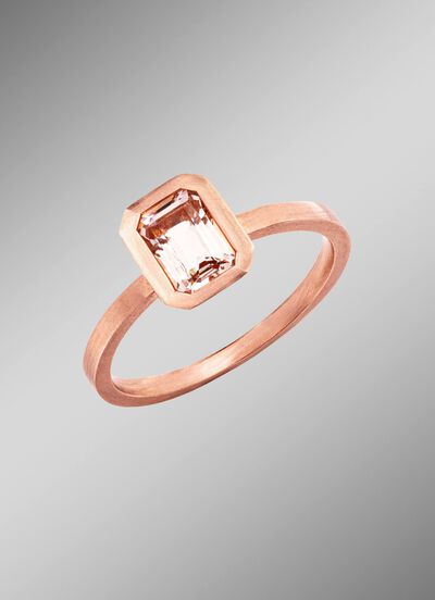 Mattierter Damenring mit echt Morganit 