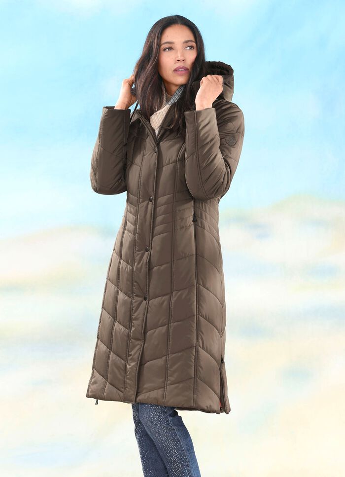 Mantel mit Rei&szlig;verschluss-Seitenschlitzen KAFFEEBRAUN