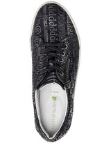 Waldl&auml;ufer Schn&uuml;rschuh aus gl&auml;nzend bedrucktem Nubukleder SCHWARZ-BRONZE