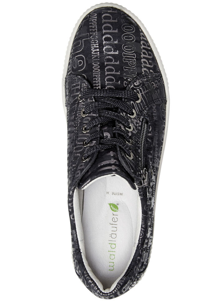 Waldl&auml;ufer Schn&uuml;rschuh aus gl&auml;nzend bedrucktem Nubukleder SCHWARZ-BRONZE