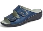 Mubb, bequeme Damen-Pantoletten, Weite H, mit herausnehmbarem Fu&szlig;bett STAHLBLAU