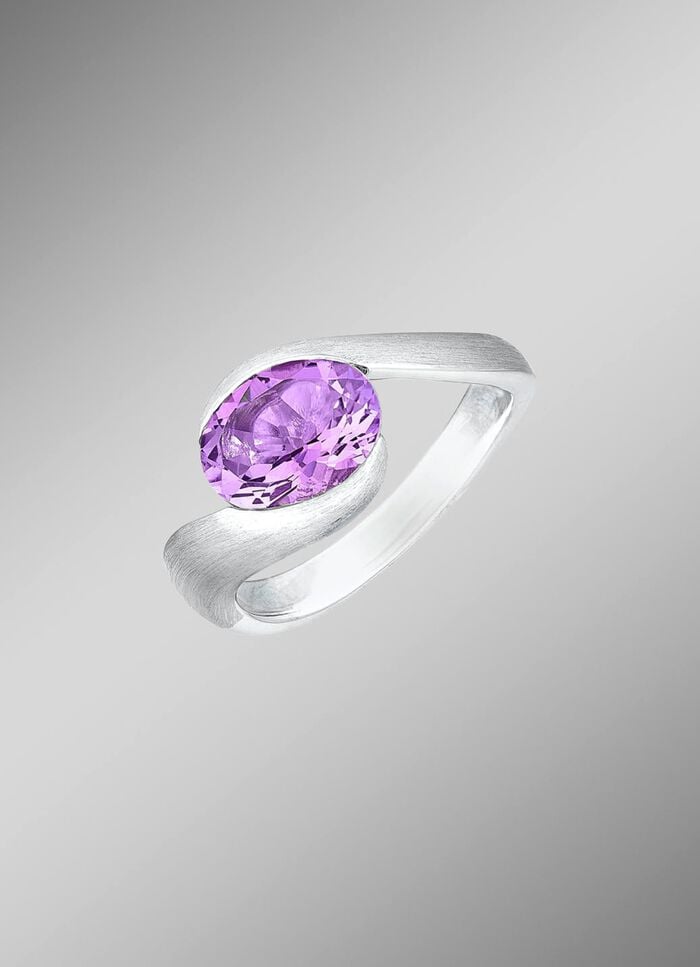 Moderner Damenring mit echt Amethyst 