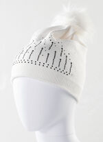 Stilvolle Damen-M&uuml;tze mit Glitzersteinchen NATURWEISS