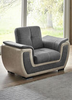 Polstermöbel mit Liegefunktion und Bettkasten GRAU-CREME