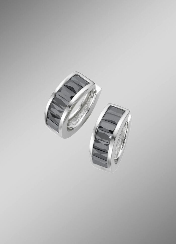 Klappcreolen mit schwarzen Zirkonia 