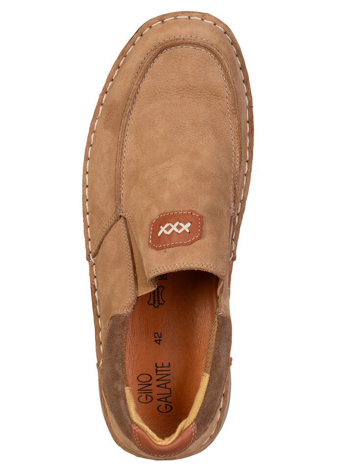 GINO GALANTE, leichte Herren-Slipper, mit herausnehmbarem Fu&szlig;bett CAMEL