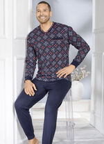 Schlafanzug mit V-Ausschnitt und Bündchenabschlüssen 