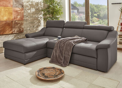 Frei im Raum aufstellbare Polsterecke mit Kopfteilverstellung 