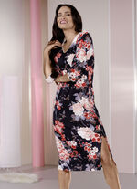 Laurina Nachthemd, wadenlang mit 3/4 langen Ärmeln  