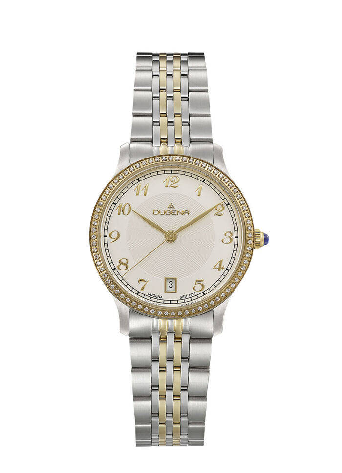 Dugena-Quartz-Damenuhr mit Edelstahlbandgehäuse 