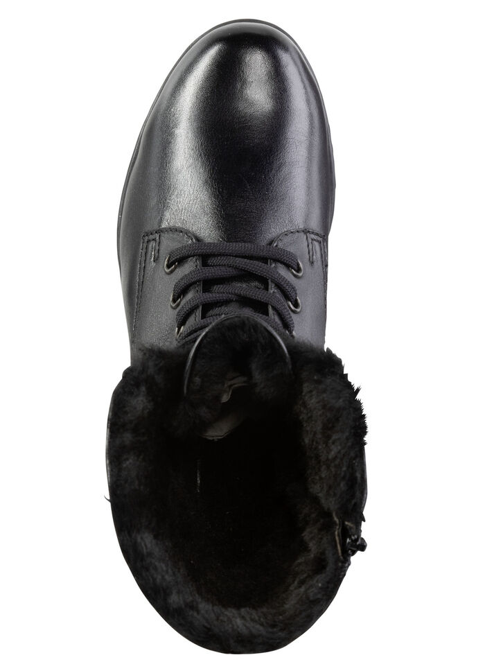 ELENA EDEN Schnür-Stiefelette mit umschlagbarem Lammfellkragen SCHWARZ