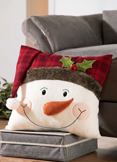 Kissenbezug mit Schneemannapplikation 
