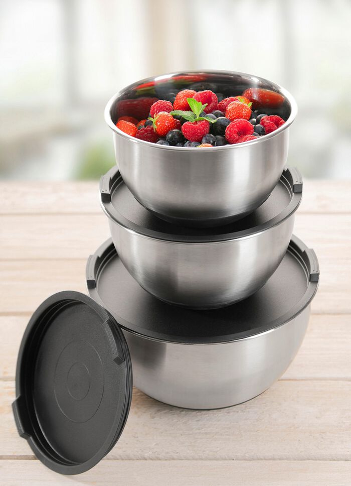 Edelstahl-Sch&uuml;sseln mit Deckel, 6-teilig 