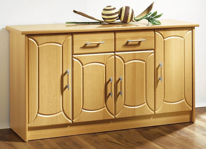 Klassisches Sideboard, 4-t&uuml;rig, mit Schubladen auf Metallf&uuml;hrungsschienen 