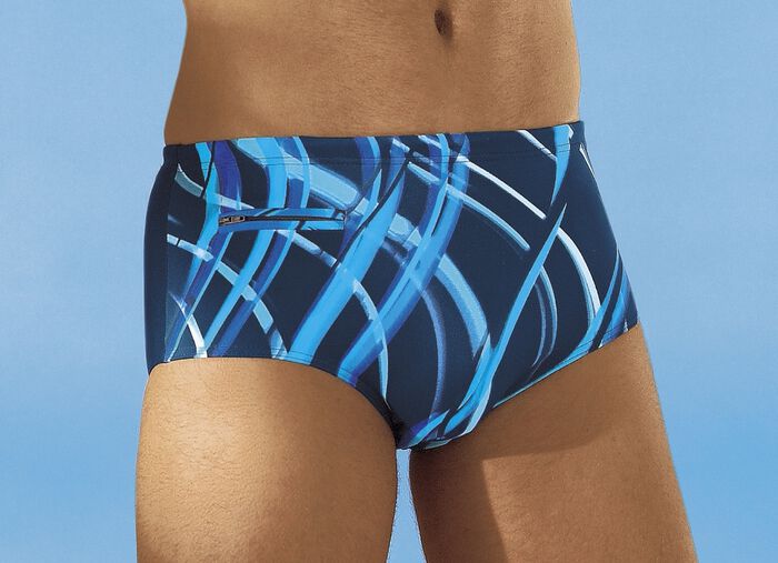 Badehose in höherer Slipform mit Reißverschlusstasche MARINE-TÜRKISBLAU