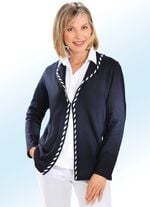 Strickjacke mit kontrastfarbiger Zierblende 