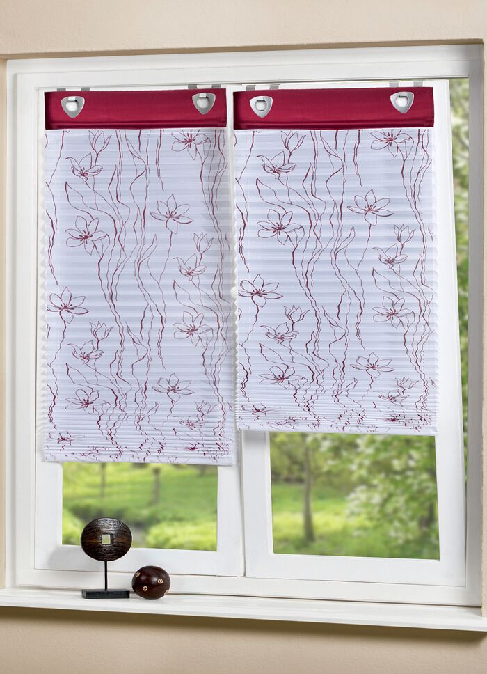 Plissee-Rollo für die einfache Montage WEISS-BORDEAUX