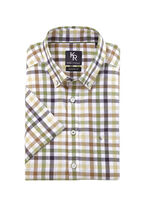 "King's Road"-Hemd mit Button-Down-Kragen in 4 Farben GRÜN-MARINE KARIERT