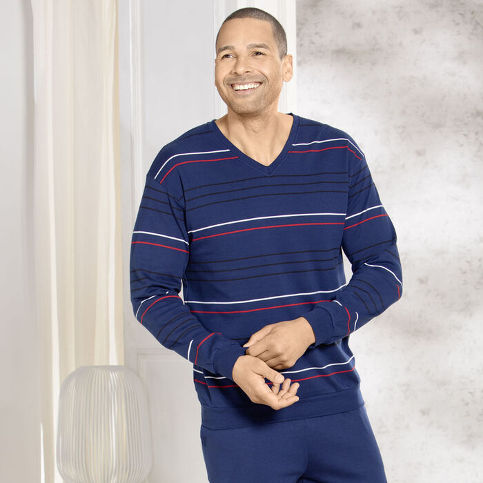Interlock-Schlafanzug mit V-Ausschnitt und Bündchenabschlüssen 
