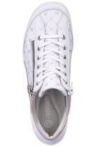 Remonte Schn&uuml;r-Bootie aus bedrucktem und metallisch schimmerndem Synthetikmaterial WEISS-PUDERROS&Eacute;