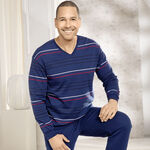 Interlock-Schlafanzug mit V-Ausschnitt und Bündchenabschlüssen 