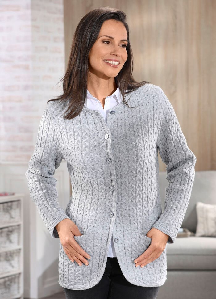 Strickjacke mit Schurwolle GRAU