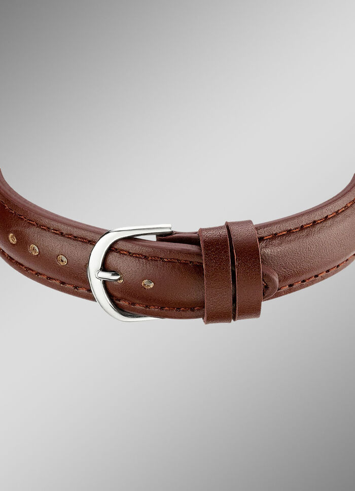 Funk-Damenuhr mit Lederband und sprechender Zeitansage 