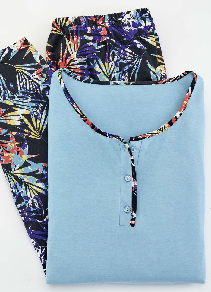 Schlafanzug 3-teilig mit platziertem Druck 