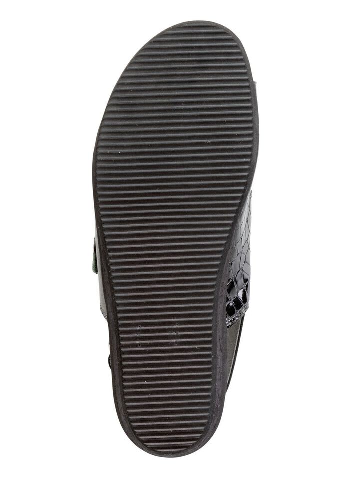 ELENA EDEN Sandale aus Nappaleder und krokogepr&auml;gtem Lackleder SCHWARZ