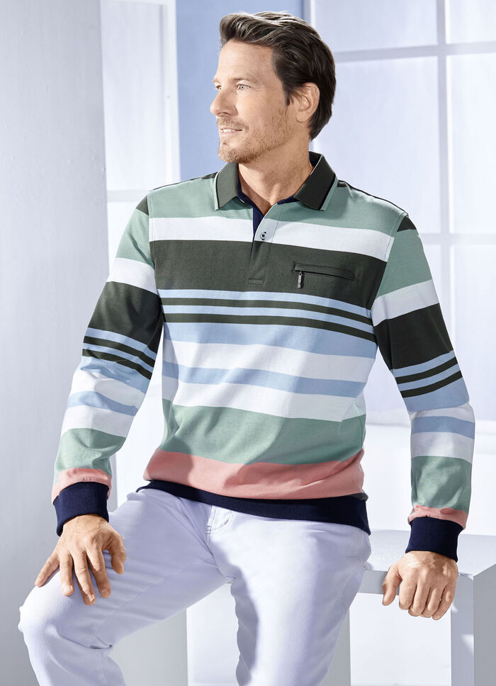 Poloshirt mit Reißverschluss-Brusttasche 