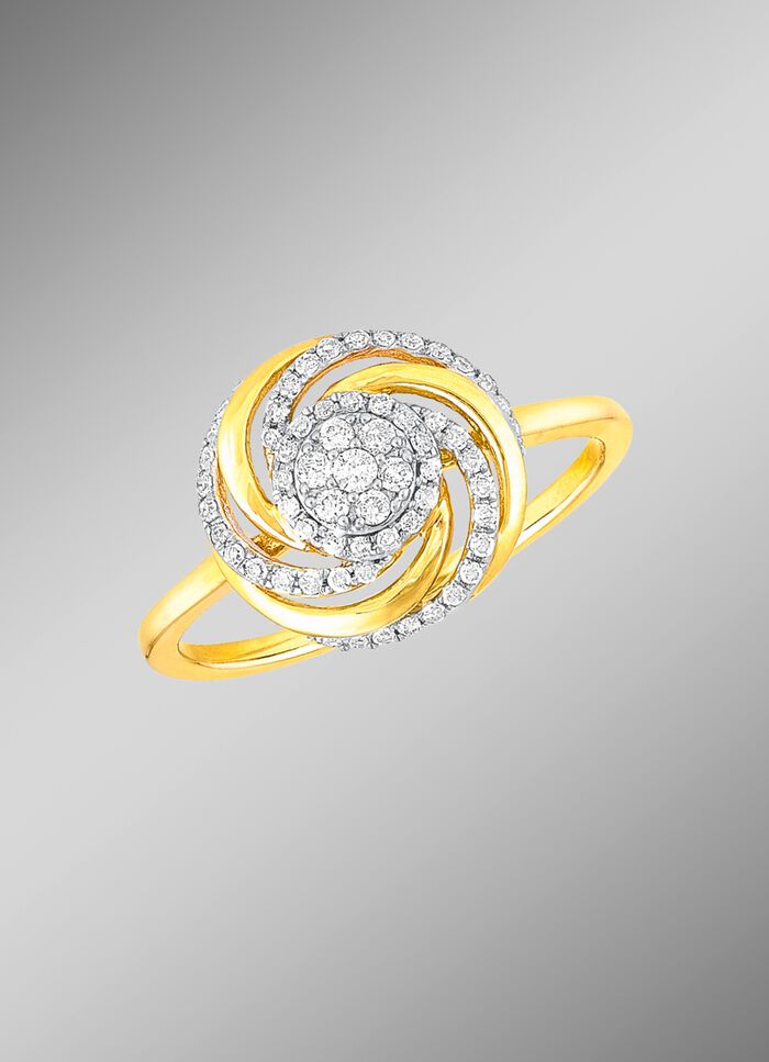 Interessanter Damenring mit 7 Brillanten und 49 Diamanten 