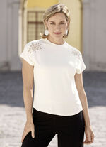 Shirt mit Tülleinsatz an der Schulterpartie 