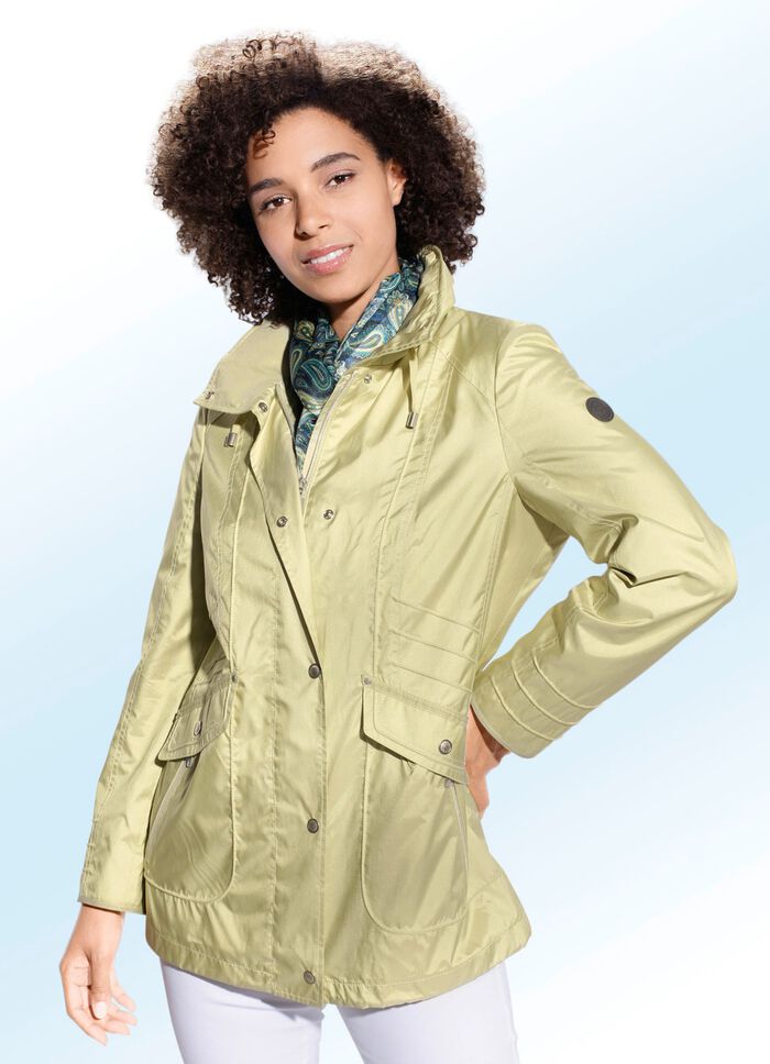 Jacke in 2 Farben mit im Kragen verstaubarer Kapuze PISTAZIE