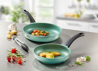 &bdquo;GSW&ldquo; Pfannen-Set &bdquo;Rainbow&ldquo; aus hochwertigem Aluminiumguss 