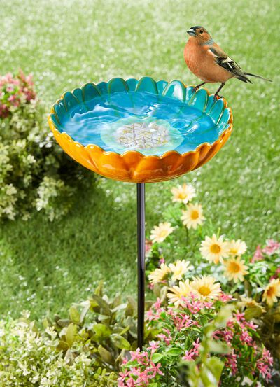 Vogeltr&auml;nke Bl&uuml;te aus glasierter Keramik 