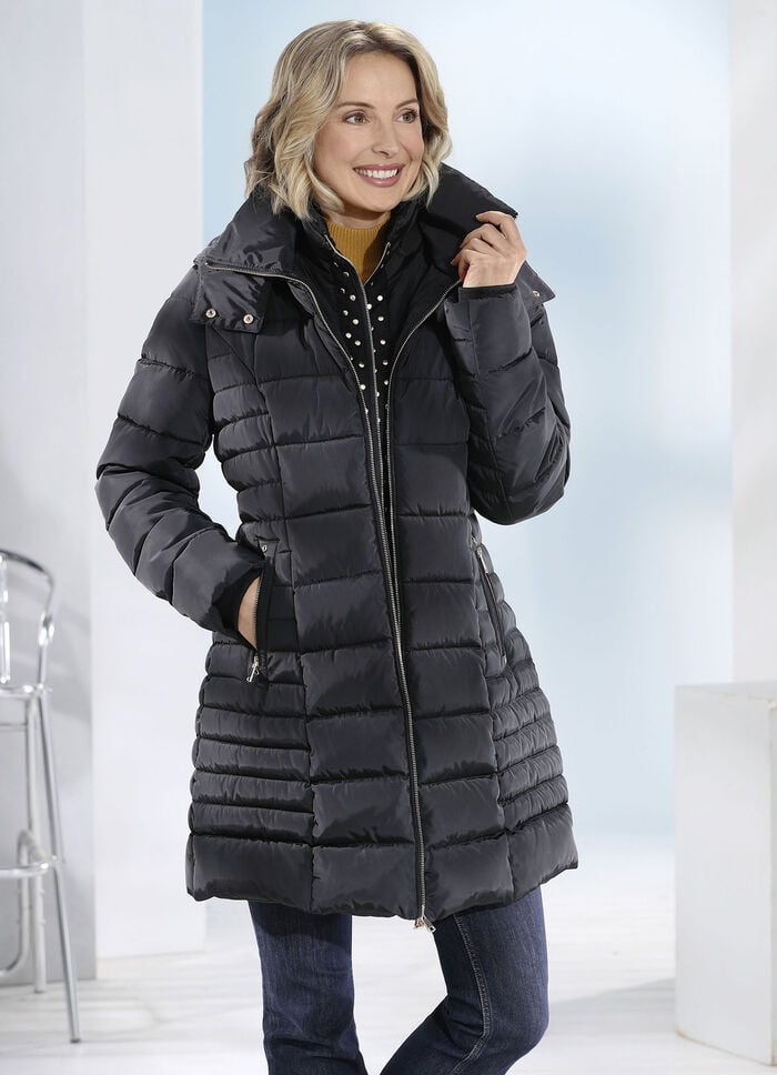 Longjacke mit Riegel an der abnehmbaren Kapuze 