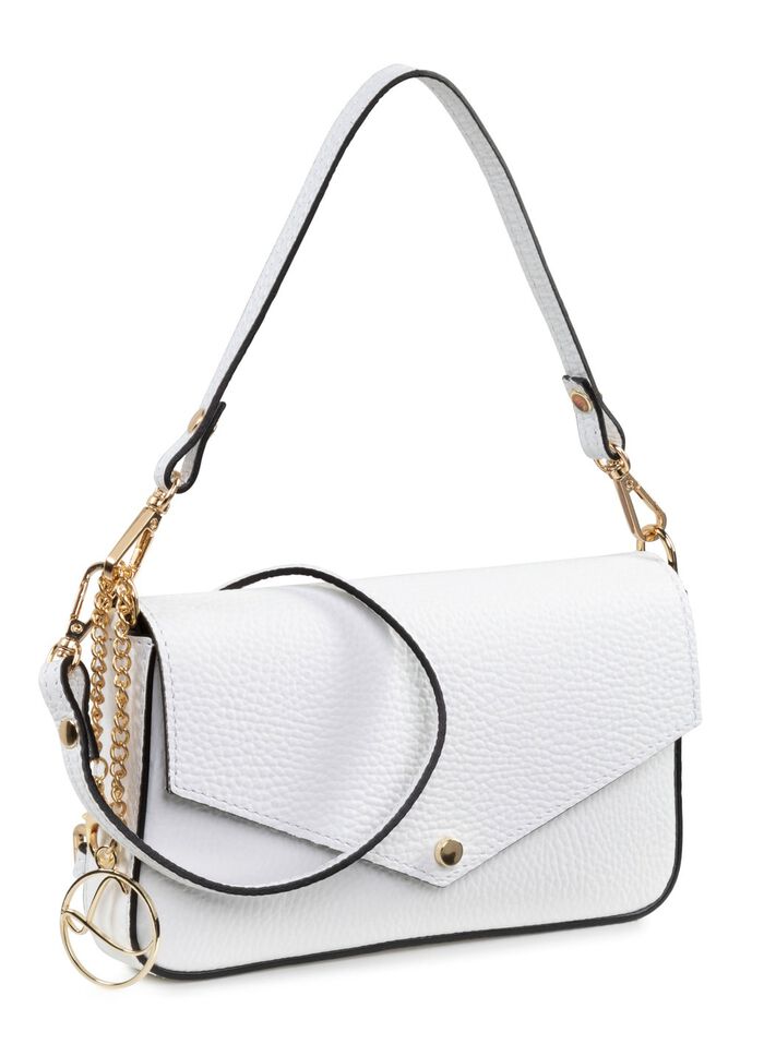 Laurina Mini-Tasche aus genarbtem Kalb-Nappaleder WEISS