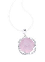 Anh&auml;nger mit Rosenquartz und Wei&szlig;topas 