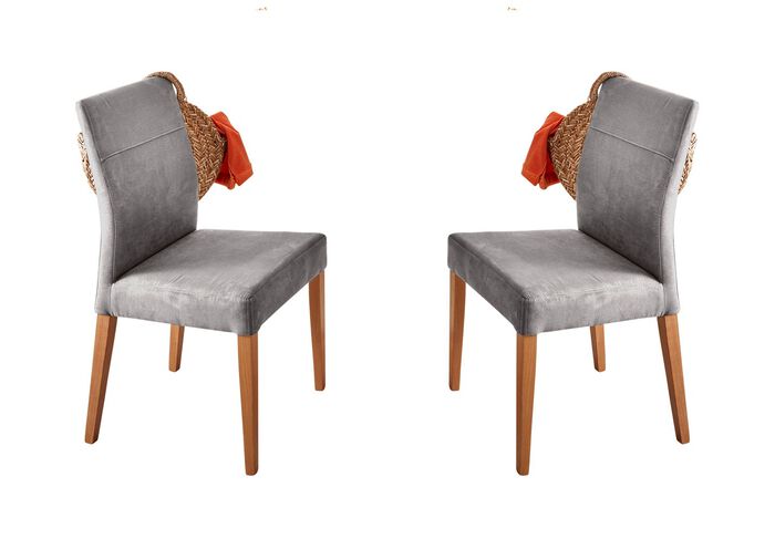 St&uuml;hle, 2er-Set, aus massivem, naturbelassenem Eichenholz EICHE-GRAU