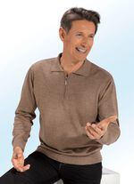 Polopullover mit kurzem Rei&szlig;verschluss in 3 Farben BRAUN MEL.