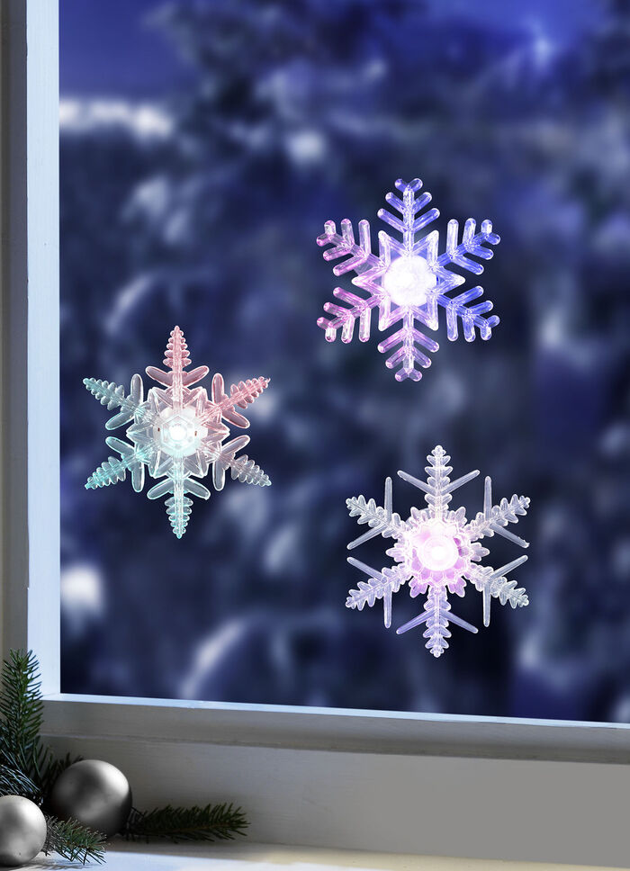 Beleuchtete 3D-Schneeflocken, 3er-Set 