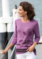 Pullover mit floralem Druck und mit Glitzereffekten 